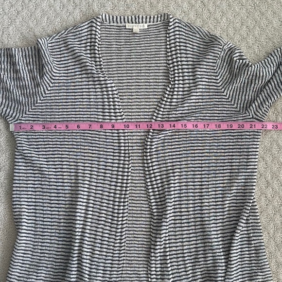 Eileen Fisher Open-Front Lightweight Linen Cardigan Cream/Black Size Small - Picture 13 of 14